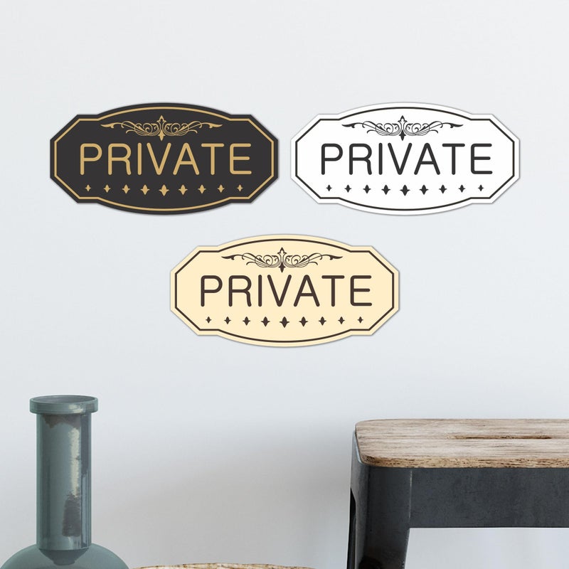 All Quality Victorian Private Wall or Door Sign - Durable Material (Black) - Medium 4" x 8" (1 Pack) - Image 2